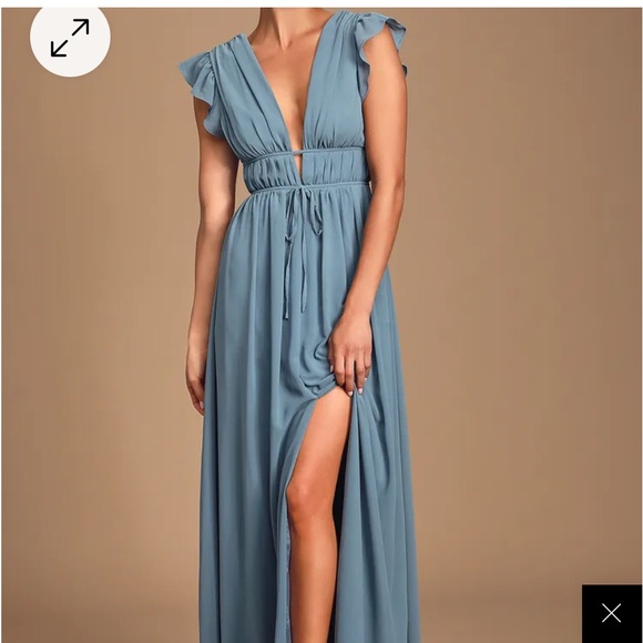 Lulus Dresses & Skirts - NWT Lulus Slate Blue I’m All Yours Dress, so pretty on w/ from slit.